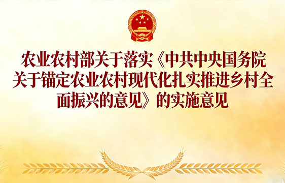 农业农村部关于落实《中共中央国务院关于锚定农业农村现代化扎实推进乡村全